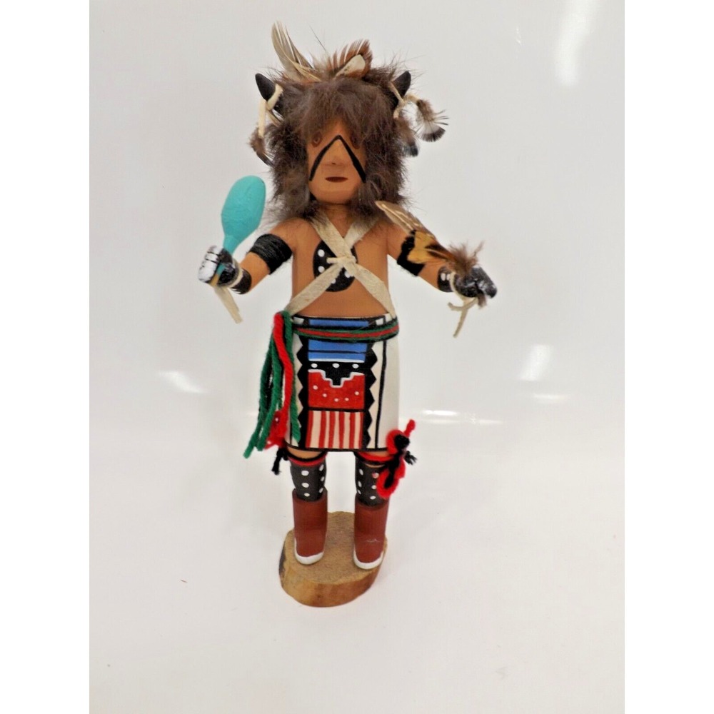 Grey Buffalo Native Kachina Doll Handmade‎ & Signed by artist - 10.5 " tall